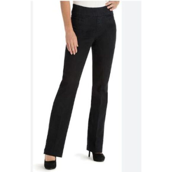 NEW Lee Style Up Pull On Pants 16P Black Barely Boot Cotton Stretch Natural Fit - Picture 1 of 4
